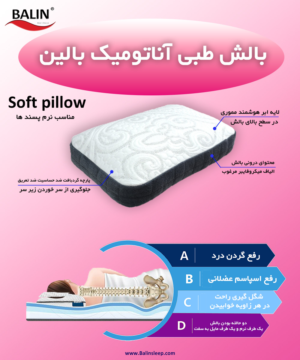 بالش طبی نرم و کوتاه آناتومیک بالین