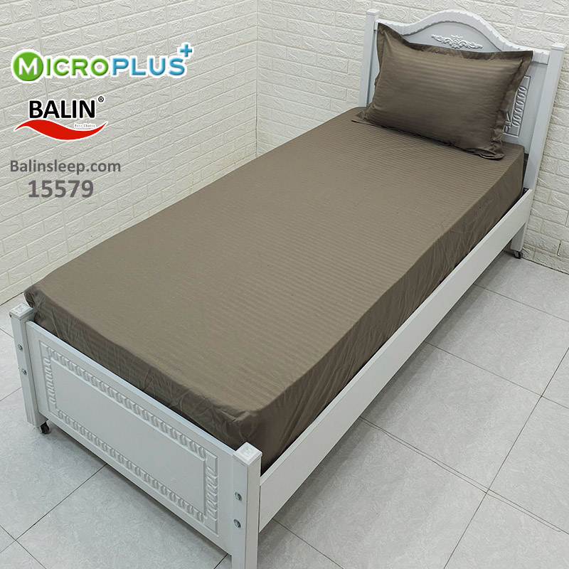 ملحفه کشدار یکنفره قهوه ای هتلی میکروپلاس