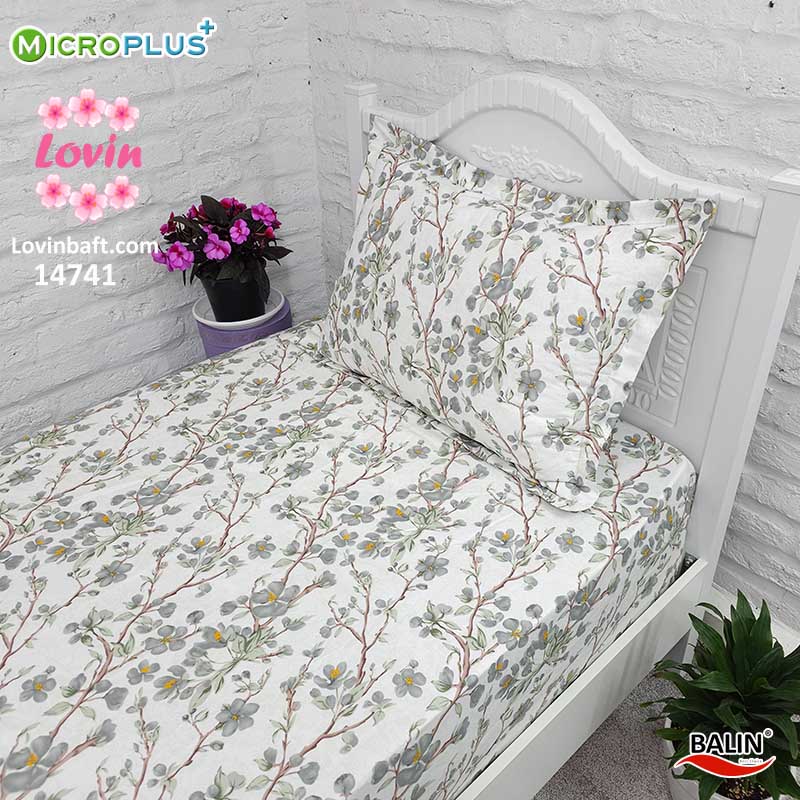 ملحفه کشدار یک و نیم نفره - ملحفه کشدار یک و نیم نفره شاخه گل طوسی سدری میکروپلاس ملحفه کشدار یک و نیم نفره شاخه گل طوسی سدری میکروپلاس-1