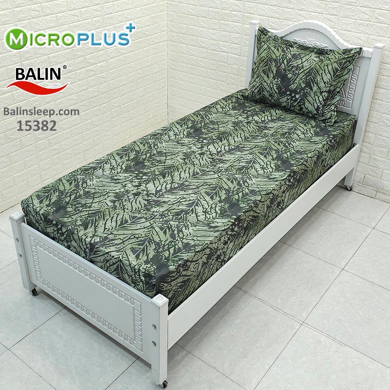 ملحفه کشدار یک و نیم نفره سبز مشکی میکروپلاس