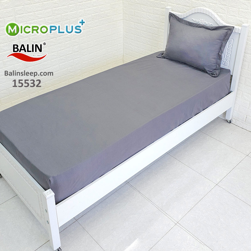 ملحفه کشدار یکنفره طوسی متوسط ساده میکروپلاس