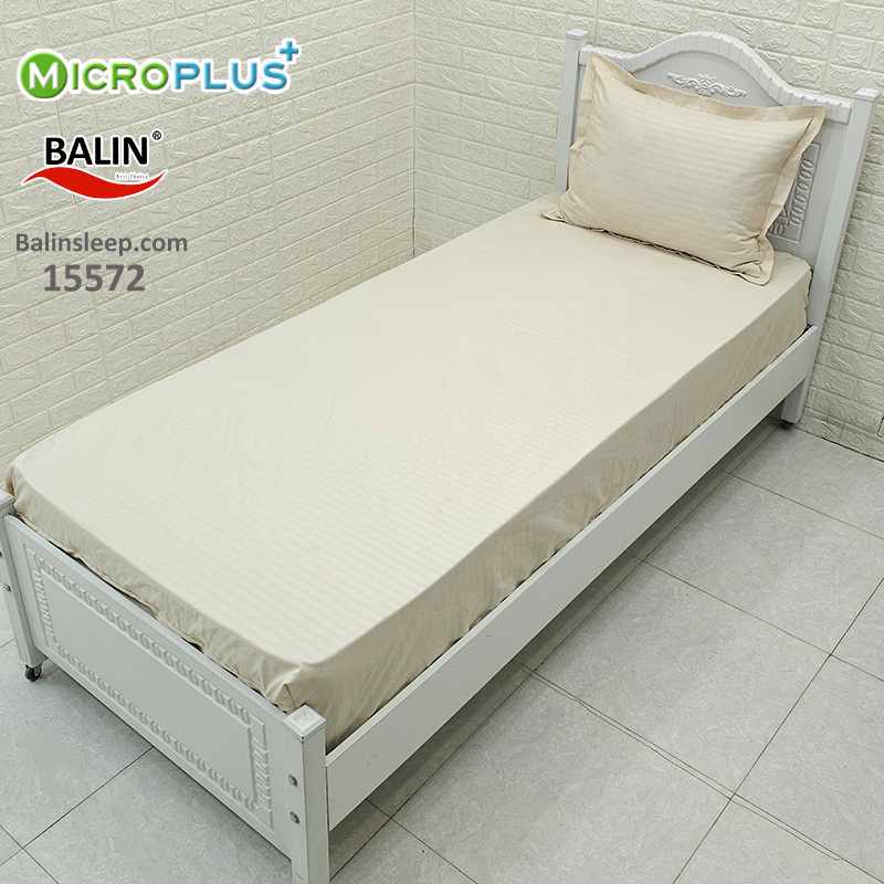 ملحفه کشدار یکنفره کرم هتلی میکروپلاس