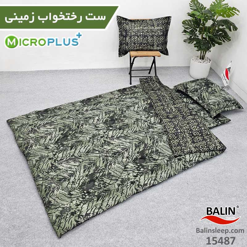 ست رختخواب زمینی دورو طرح سبز مشکی میکروپلاس