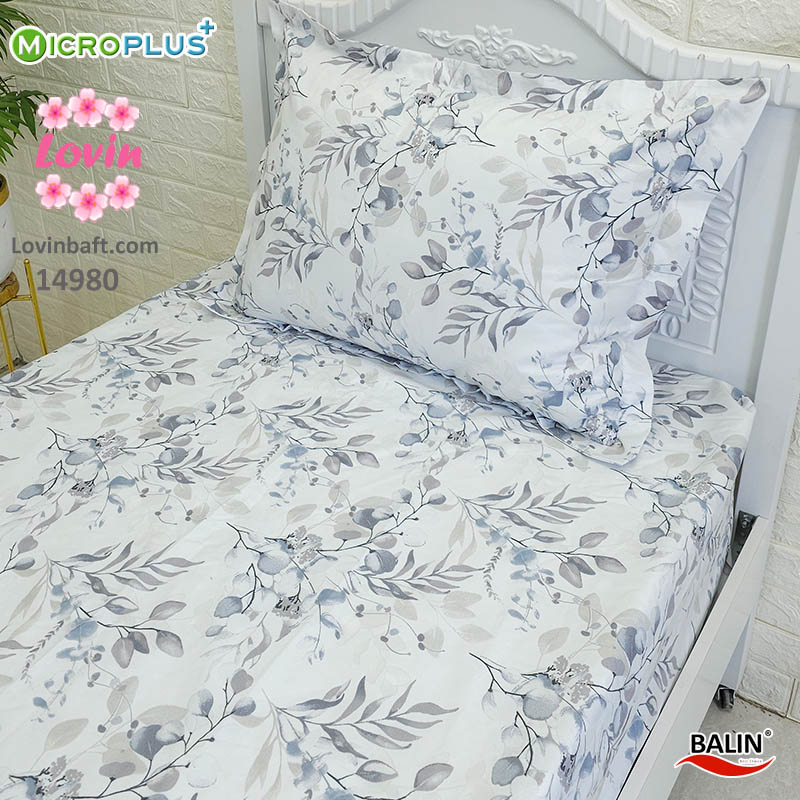 ملحفه کشدار یک و نیم نفره - ملحفه کشدار یک و نیم نفره طرح برگ های بهاری طوسی میکروپلاس ملحفه کشدار یک و نیم نفره طرح برگ های بهاری طوسی میکروپلاس-1