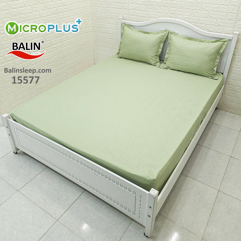 ملحفه کشدار دونفره سبز صدری هتلی میکروپلاس