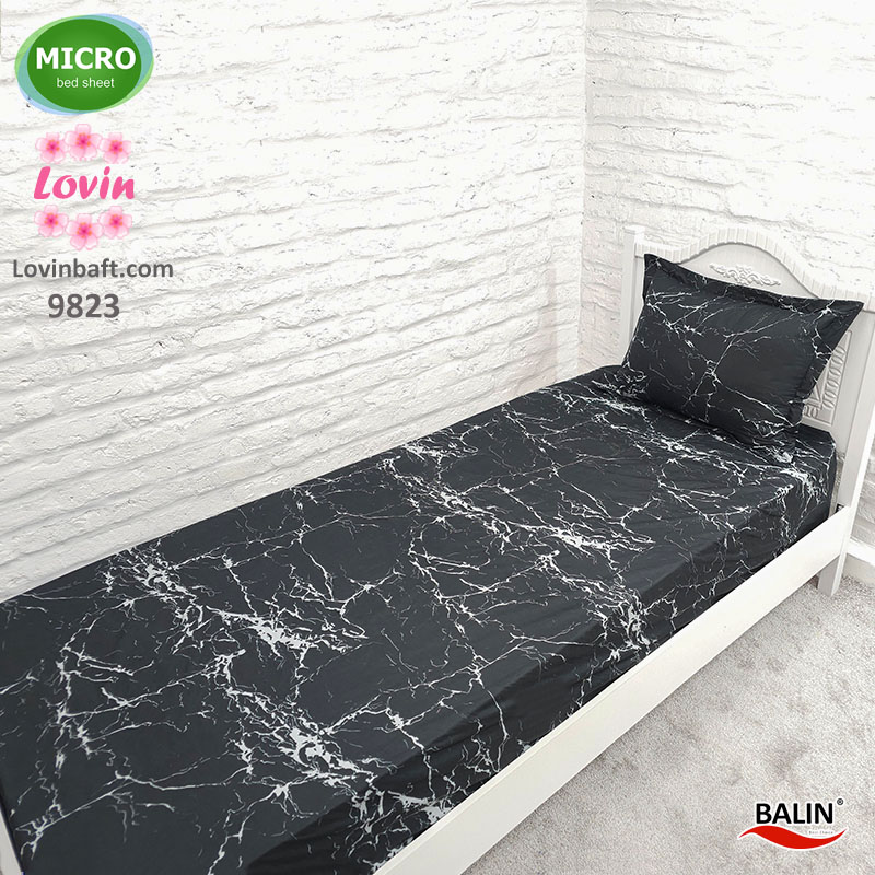 ملحفه کشدار یک و نیم نفره مشکی طرح سنگ مرمر میکرومعمولی